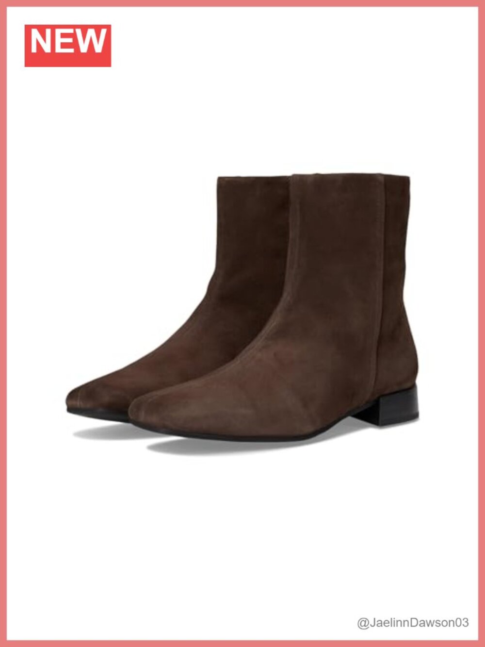 Women's Suede Ankle Booties Square Toe Block Heel Zip
